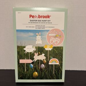 Easter Egg Hunt Kit 13 Count Yard Signs / Stakes, 8 Bunny Prints, 2 Headbands